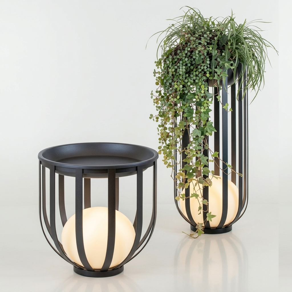 Eliante Outdoor Planter Lantern Light – Stone Black, E27 (GOD-C1228)