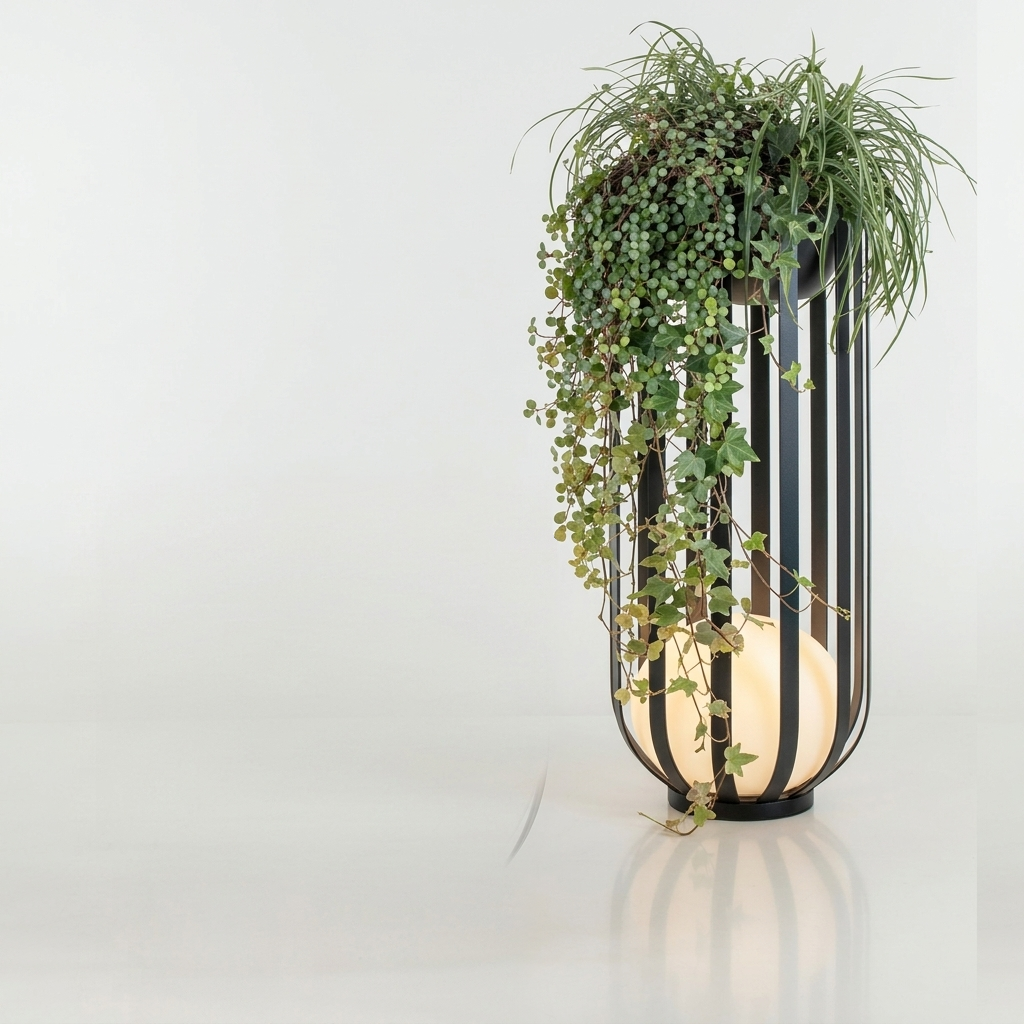 Eliante Outdoor Planter Lantern Light – Stone Black, E27 (GOD-C1228)