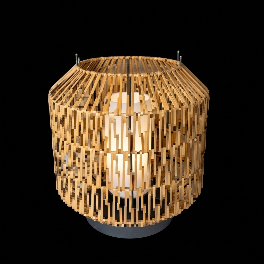 Eliante Hanging Lantern – Black-Natural Cane, E27 (GOD-C1233)