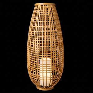 Eliante Cane Garden Bollard Light – Black-Natural Cane, E27 (GOD-C1242)