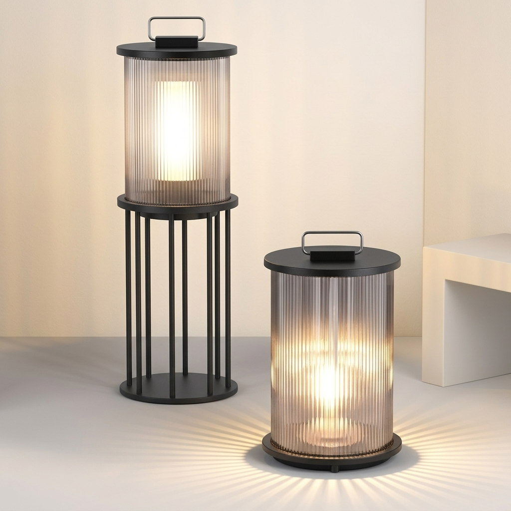 Eliante Outdoor Rattan Floor Lantern – Black, E27 (GOD-C1244)