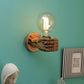 Wooden Metal Wall Light - HAND-WL - Included Bulb