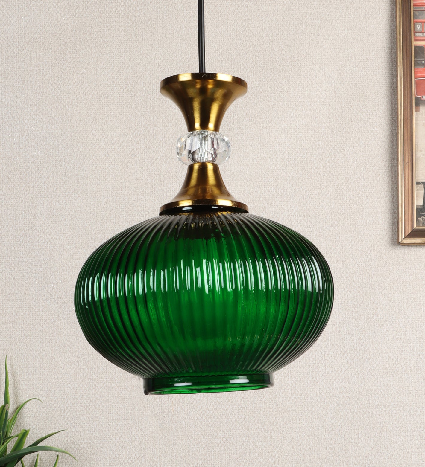 Eliante by Jainsons Lights | Gold Iron Hanging Light | HL-1112-Green