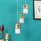 JS-VP S-395-3LP Cluster hanging Lights 3xE27 Mild Steel & Glass Material Gold & White Finish