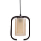JS-VP M-200-1LP Glass Hanging Lights 1xE27 Mild Steel, Wood & Glass Material Brown & Champaign Finish