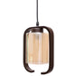 JS-VP M-200-1LP Glass Hanging Lights 1xE27 Mild Steel, Wood & Glass Material Brown & Champaign Finish