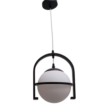 JS-VP M-211-1LP Glass Hanging Lights 1xE27 Mild Steel, Wood & Glass Material Brown & White Finish