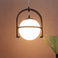 JS-VP M-204-1LP Glass Hanging Lights 1xE27 Mild Steel, Wood & Glass Material Brown & White Finish