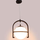 JS-VP M-204-1LP Glass Hanging Lights 1xE27 Mild Steel, Wood & Glass Material Brown & White Finish