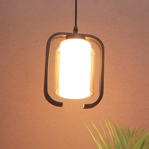 JS-VP M-205-1LP Glass Hanging Lights 1xE27 Mild Steel, Wood & Glass Material Brown & Champaign Finish