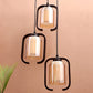 JS-VP M-205-3LP Cluster hanging Lights 3xE27 Mild Steel, Wood & Glass Material Brown & Champaign Finish