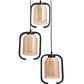 JS-VP M-205-3LP Cluster hanging Lights 3xE27 Mild Steel, Wood & Glass Material Brown & Champaign Finish