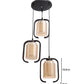 JS-VP M-205-3LP Cluster hanging Lights 3xE27 Mild Steel, Wood & Glass Material Brown & Champaign Finish
