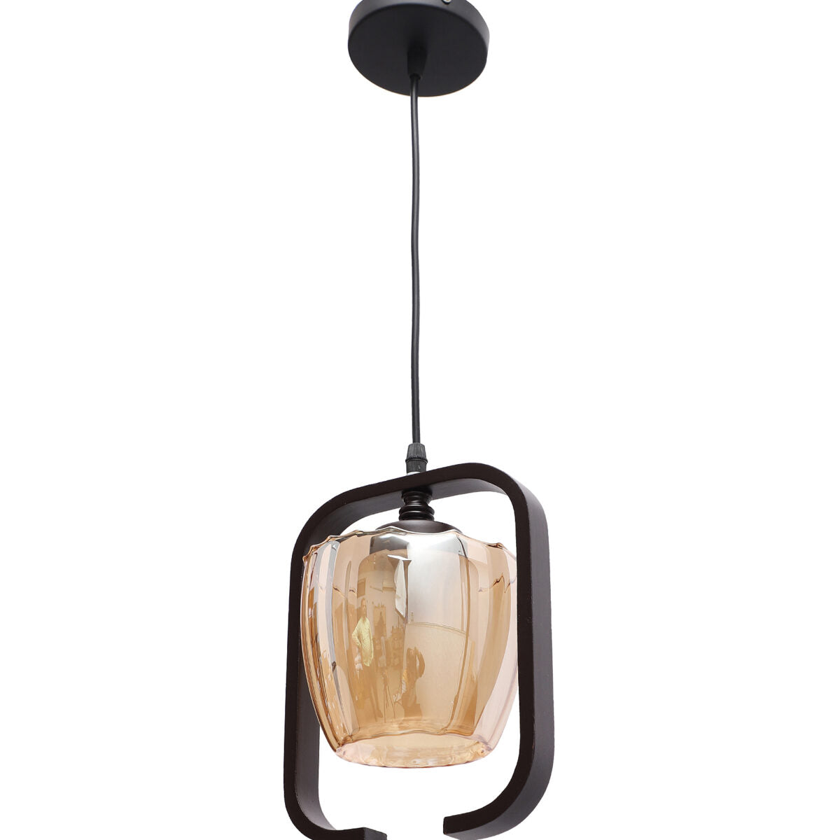 Brown Wood & Champagne Glass Pendants