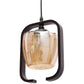 JS-VP M-206-1LP Glass Hanging Lights 1xE27 Mild Steel, Wood & Glass Material Brown & Champaign Finish