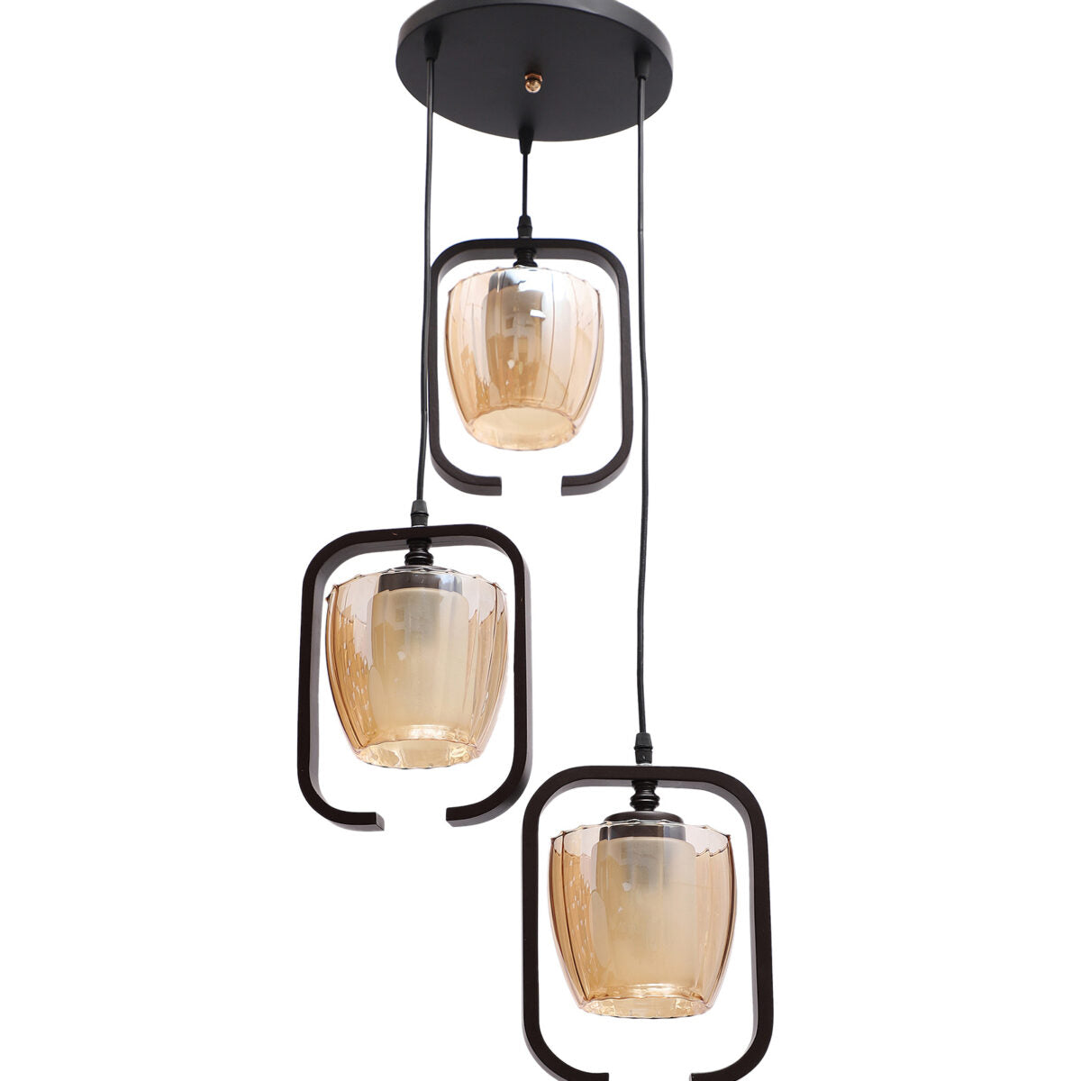 Brown Wood & Champagne Glass Pendants