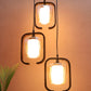 JS-VP M-206-3LP Cluster hanging Lights 3xE27 Mild Steel, Wood & Glass Material Brown & Champaign Finish