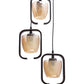 JS-VP M-206-3LP Cluster hanging Lights 3xE27 Mild Steel, Wood & Glass Material Brown & Champaign Finish