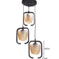 JS-VP M-206-3LP Cluster hanging Lights 3xE27 Mild Steel, Wood & Glass Material Brown & Champaign Finish