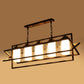 JS-VP M-207-5LP Rectangular Chandeliers 5xE27 Mild Steel & Glass Material Antique & Champaign Finish