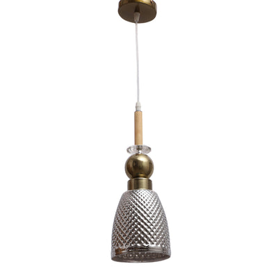 JS-VP M-215-1LP Glass Hanging Lights 1xE27 Mild Steel, Wood & Glass Material Antique, Brown & Smoky Black Finish