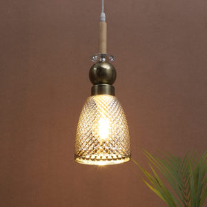 JS-VP M-215-1LP Glass Hanging Lights 1xE27 Mild Steel, Wood & Glass Material Antique, Brown & Smoky Black Finish