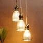JS-VP M-215-3LP Cluster hanging Lights 3xE27 Mild Steel, Wood & Glass Material Antique, Brown & Smoky Black Finish