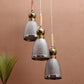 JS-VP M-215-3LP Cluster hanging Lights 3xE27 Mild Steel, Wood & Glass Material Antique, Brown & Smoky Black Finish
