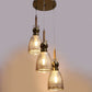JS-VP M-215-3LP Cluster hanging Lights 3xE27 Mild Steel, Wood & Glass Material Antique, Brown & Smoky Black Finish