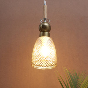 JS-VP M-216-1LP Glass Hanging Lights 1xE27 Mild Steel, Wood & Glass Material Antique, Brown & Champaign Finish