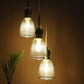 JS-VP M-216-3LP Cluster hanging Lights 3xE27 Mild Steel, Wood & Glass Material Antique, Brown & Champaign Finish