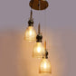 JS-VP M-216-3LP Cluster hanging Lights 3xE27 Mild Steel, Wood & Glass Material Antique, Brown & Champaign Finish