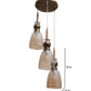 JS-VP M-216-3LP Cluster hanging Lights 3xE27 Mild Steel, Wood & Glass Material Antique, Brown & Champaign Finish