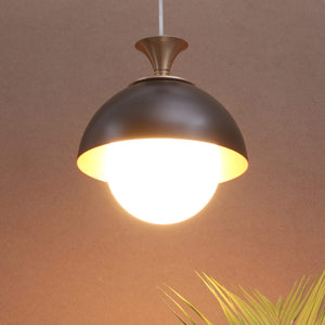 JS-VP M-18-1LP Metal Hanging Lights 1xE27 Mild Steel & Glass Material Antique, Black & White Finish