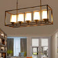 JS-VP M-208-5LP Rectangular Chandeliers 5xE27 Mild Steel & Glass Material Antique & Champaign Finish