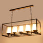JS-VP M-208-5LP Rectangular Chandeliers 5xE27 Mild Steel & Glass Material Antique & Champaign Finish