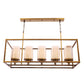 JS-VP M-208-5LP Rectangular Chandeliers 5xE27 Mild Steel & Glass Material Antique & Champaign Finish