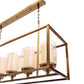 JS-VP M-208-5LP Rectangular Chandeliers 5xE27 Mild Steel & Glass Material Antique & Champaign Finish