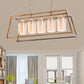 JS-VP M-209-5LP Rectangular Chandeliers 5xE27 Mild Steel & Glass Material Antique & Champaign Finish