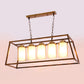 JS-VP M-209-5LP Rectangular Chandeliers 5xE27 Mild Steel & Glass Material Antique & Champaign Finish