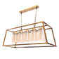 JS-VP M-209-5LP Rectangular Chandeliers 5xE27 Mild Steel & Glass Material Antique & Champaign Finish