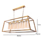 JS-VP M-209-5LP Rectangular Chandeliers 5xE27 Mild Steel & Glass Material Antique & Champaign Finish