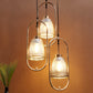 JS-VP M-210-3LP Cluster hanging Lights 3xE27 Mild Steel & Glass Material Gold & Smoky Black Finish