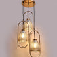 JS-VP M-210-3LP Cluster hanging Lights 3xE27 Mild Steel & Glass Material Gold & Smoky Black Finish