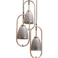 JS-VP M-210-3LP Cluster hanging Lights 3xE27 Mild Steel & Glass Material Gold & Smoky Black Finish