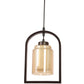 JS-VP M-202-1LP Glass Hanging Lights 1xE27 Mild Steel, Wood & Glass Material Brown & Champaign Finish