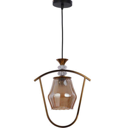 JS-VP S-553-1LP Modern Hanging Lights 1xE27 Mild Steel & Glass Material Antique Gold & Champaign Finish