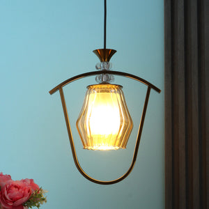 JS-VP S-553-1LP Modern Hanging Lights 1xE27 Mild Steel & Glass Material Antique Gold & Champaign Finish