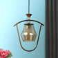 JS-VP S-553-1LP Modern Hanging Lights 1xE27 Mild Steel & Glass Material Antique Gold & Champaign Finish