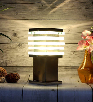 ELIANTE Silver Iron Outdoor Gate Light - ICE- CUBE- 1